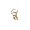 Minimal logo of chef warrior brown hat vector illustration. Royalty Free Stock Photo