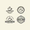 Set minimal logo coffee retro collection simple line template Royalty Free Stock Photo