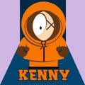 minimal logo of cartoon hero Kenny on color background or sticker