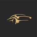 Minimal logo of golden car vector illustration