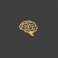 Minimal logo of golden human brain vector illustration Royalty Free Stock Photo
