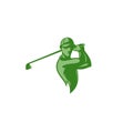 Minimal logo of green golf player vector illustration. Royalty Free Stock Photo