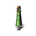 Minimal logo of green light house vector illustration. Royalty Free Stock Photo