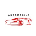 Minimal logo of red automobile car sketch vector illustration