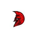 Minimal logo of red spartan helmat vector illustration. Royalty Free Stock Photo