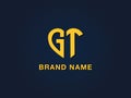 Minimal love initial letter GT logo