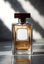 Minimal Luxury Perfume Bottle Standing In Soft Shadow Patterns With Refined Elegant Ambience Royalty Free Stock Photo