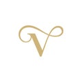 Minimal Luxury V Initial Based Golden