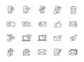 Minimal mail message line icon set Royalty Free Stock Photo