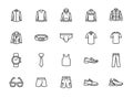 Minimal man clothes line icon set Royalty Free Stock Photo