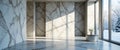 Minimal Marble Interior With Large Windows Soft Winter Light And Modern Architectural Calm Royalty Free Stock Photo
