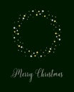 Minimal Merry Christmas card design on dark green background
