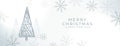 minimal merry christmas holiday banner with snowflake and tree