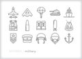 Military icons of equipment and uniforms of armed forces Royalty Free Stock Photo