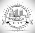 Minimal Minneapolis Linear City Skyline with Typographic Design Royalty Free Stock Photo