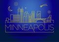 Minimal Minneapolis Linear City Skyline with Typographic Design Royalty Free Stock Photo