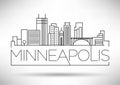 Minimal Minneapolis Linear City Skyline with Typographic Design Royalty Free Stock Photo