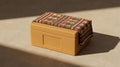 Rectangular box mockup with patterned fabric lid in warm light Royalty Free Stock Photo