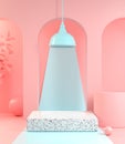 Minimal Mockup Stage For Show Product With Pastel Color And Lantern Concept Abstract Background 3d Render