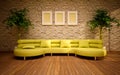 Minimal modern interior with lemon sofa