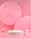 Minimal Modern Mockup Display With Pastel Pink Natural Concept Abstract Background 3d Render