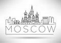 Minimal Moscow City Linear Skyline with Typographic Design