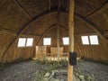 Minimal natural interior of Church at traditonal saami style at Staloluokta sami village at Virihaure lake