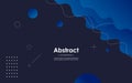 minimal navy blue abstract geometric fluid dynamic shape composition wavy background. Royalty Free Stock Photo