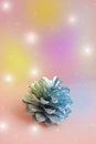 Minimal New Year still life. Christmas lights and multicolored background. Happy new year. Christmas holiday Web banner with copy Royalty Free Stock Photo