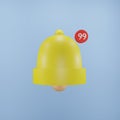 minimal Notification bell icon isolated on pastel pink background. one new notification concept. Social Media element