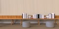 Minimal Office and desk bookshelf on wood wall