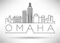Minimal Omaha Linear City Skyline with Typographic Design Royalty Free Stock Photo