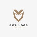 Minimal owl logo design. Vector illustration Royalty Free Stock Photo