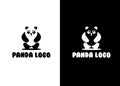 Minimal Panda Logo Design Black and White. Royalty Free Stock Photo