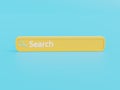 Minimal pastel color search bar application design element or magnifying, on isolated blue abstract background,browsing internet