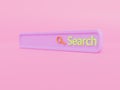 Minimal pastel color search bar application design element or magnifying, on isolated pink abstract background,browsing internet