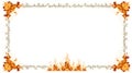 Minimal pattern frame border of clouds and flame with burning fire corners and bottom on white background Royalty Free Stock Photo