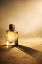 Minimal Perfume Bottle With Dramatic Shadow And Warm Empty Background Royalty Free Stock Photo