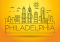 Minimal Philadelphia Linear City Skyline with Typographic Design