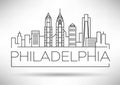 Minimal Philadelphia Linear City Skyline with Typographic Design