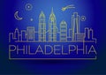 Minimal Philadelphia Linear City Skyline with Typographic Design