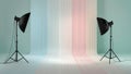 Minimal photo studio backdrop with lights Royalty Free Stock Photo