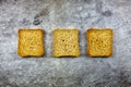 minimal photo of three rusks Royalty Free Stock Photo