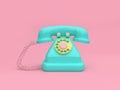 Minimal pink background green tele phone cartoon style 3d render technology concept