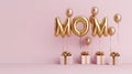 minimal pink banner background, suitable for Mother's Day. Mom balloon word Royalty Free Stock Photo
