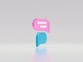 Minimal pink and blue chat bubble. concept of social media messages. 3d render illustration