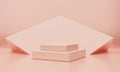Minimal pink orange or coral color rectangle cube podium stage background. Abstract object scene for advertisement concept. 3D