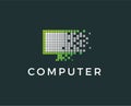 Minimal pixel computer logo template - vector illustration Royalty Free Stock Photo