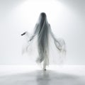 Minimal Poltergeist: Ghost Silhouette In Flowing White Dress