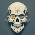 Minimal Poster: 3d Render Of Modern Mechanical Machinery Robot Skull